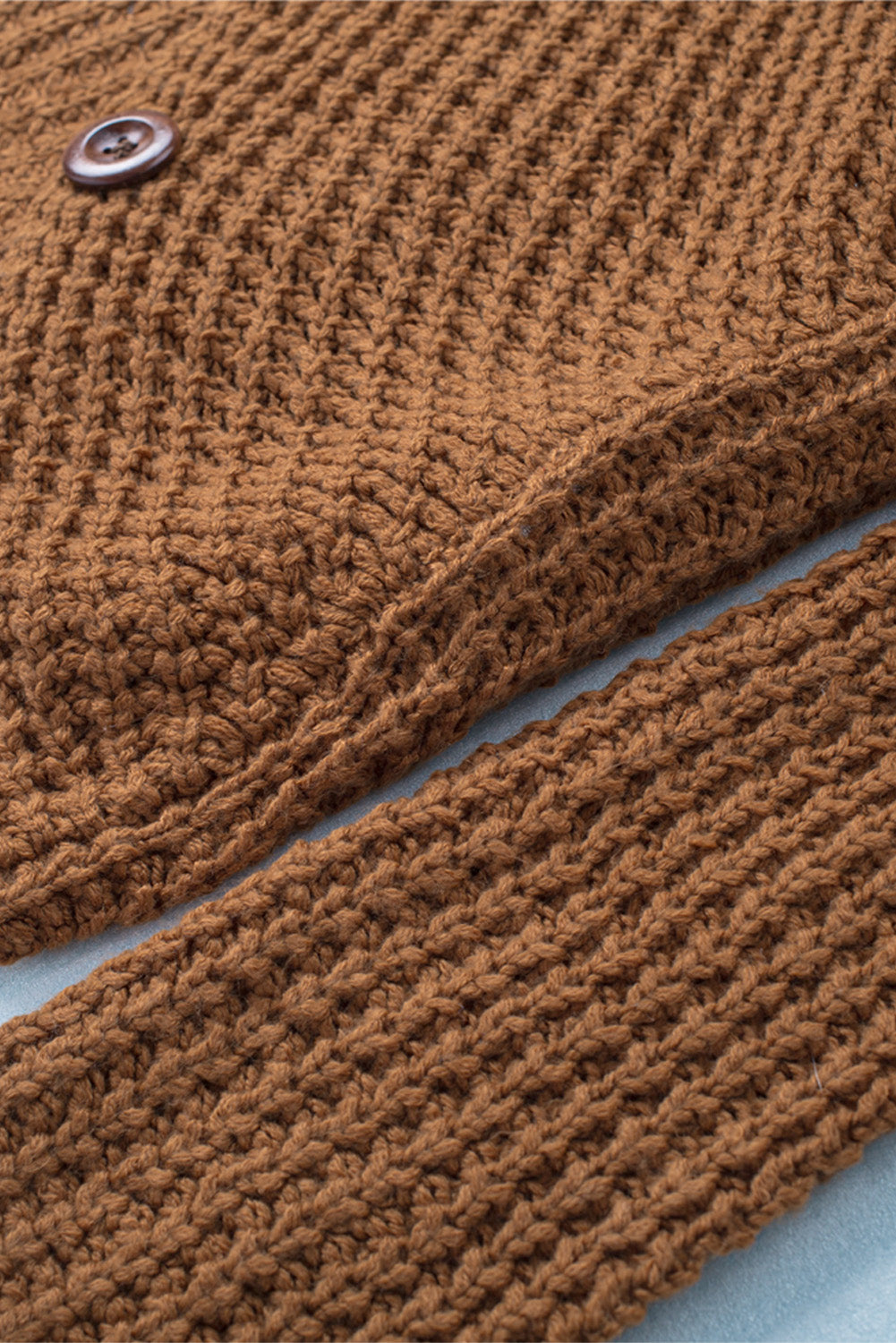 Khaki Buttoned Wrap Turtleneck Sweater