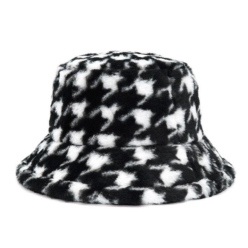 Autumn Winter Camouflage Faux Fur Bucket Hats Women Girl Fashion Warm Soft Velvet Fluffy Fisherman Hat Ladies Outdoor Panama