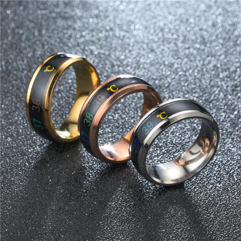 Temperature Ring Titanium Steel Mood Emotion Feeling Intelligent Temperature Sensitive Rings for Women Men Waterproof Jewelry
