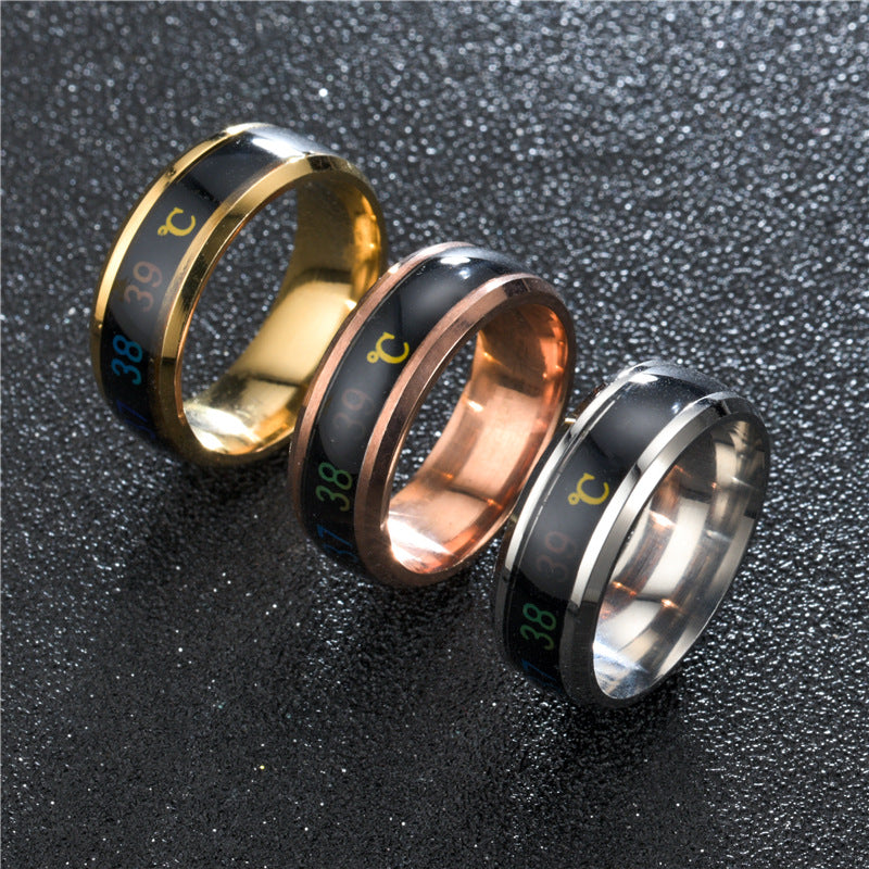 Temperature Ring Titanium Steel Mood Emotion Feeling Intelligent Temperature Sensitive Rings for Women Men Waterproof Jewelry