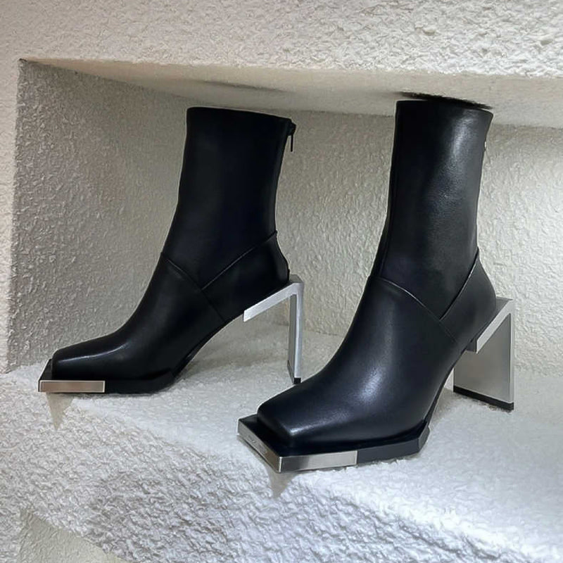 “Concrete Crown”  Runway Ankle Boots