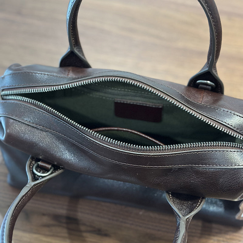 Full Grain Leather Women Boston Bag, Leather Top Handle Bag, Women's Leather City Bag