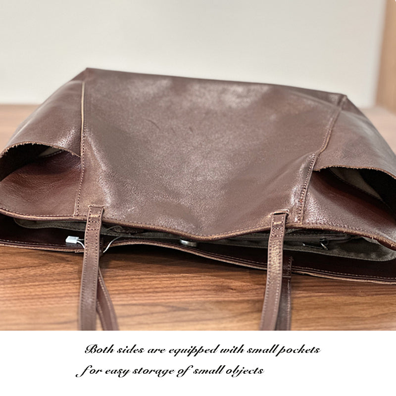 Full Grain Leather Tote Bag, Large Capacity Shoulder Bag for Women, Everyday Leather Tote Bag