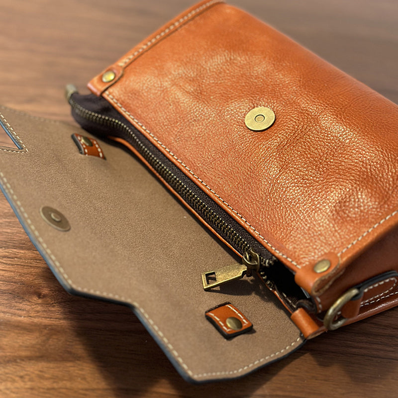 Genuine Leather Satchel handbags, Mini Leather Crossbody Bag with Removable Strap, Vintage Leather City Bag