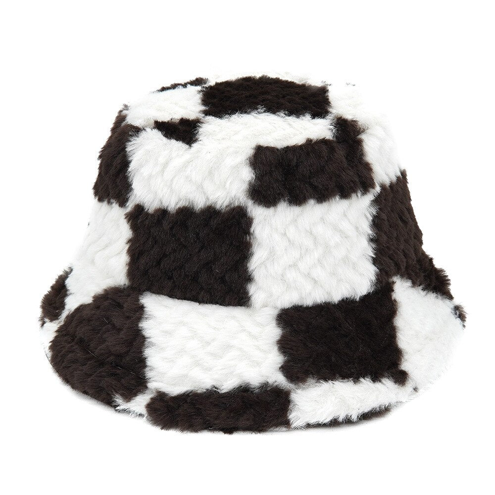 Autumn Winter Camouflage Faux Fur Bucket Hats Women Girl Fashion Warm Soft Velvet Fluffy Fisherman Hat Ladies Outdoor Panama