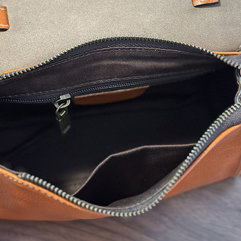 Genuine Leather Satchel handbags, Mini Leather Crossbody Bag with Removable Strap, Vintage Leather City Bag