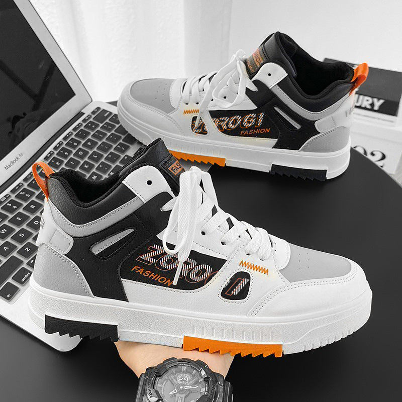 Shoes for men, trendy shoes for high school students, casual board shoes for men, versatile shoes for men, mid top sports, white shoes
