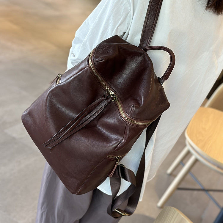 Full Frain Leather Women Backpack, Handmade Backpack Purse, Cow Leather Backpack for school
