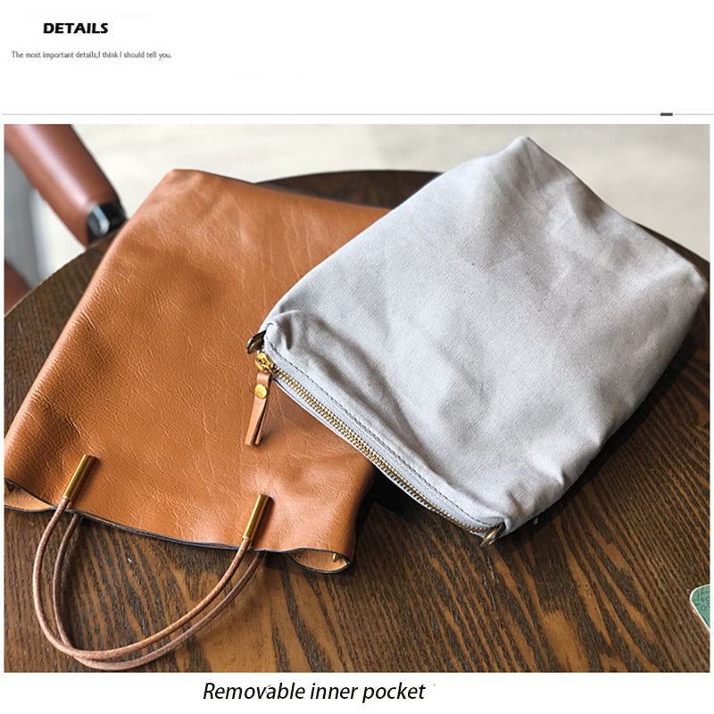 Leather Crossbody Bag for Women, Retro Leather Handbag with Removable Strap, Full Grain Leather Satchel Bag