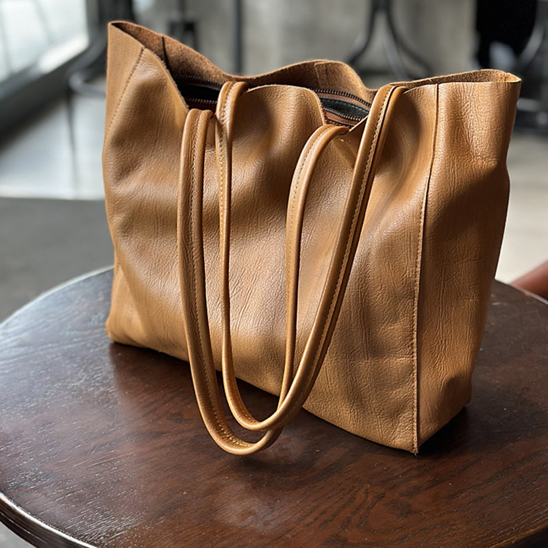 Genuine Leather Large Tote Bags for Women, Full Grain Leather Shoulder Bags for Work
