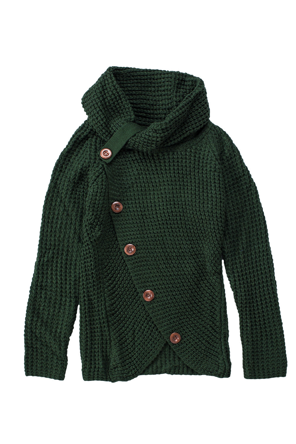 Khaki Buttoned Wrap Turtleneck Sweater
