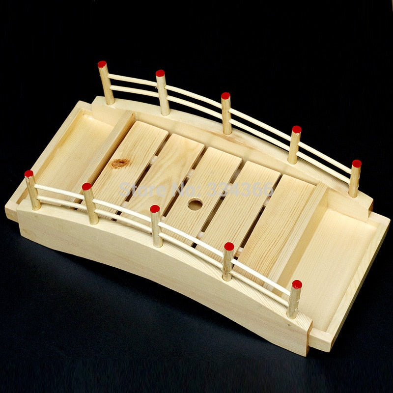 Japanese Wooden Sushi Bridge Seafood Container Wooden Dishes Fresh Seafood of Sushi shop-in Sushi Tools