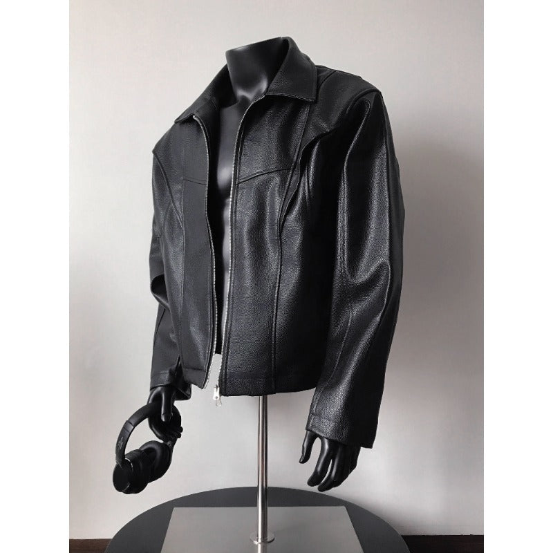 PU leather black leather jacket for men and women