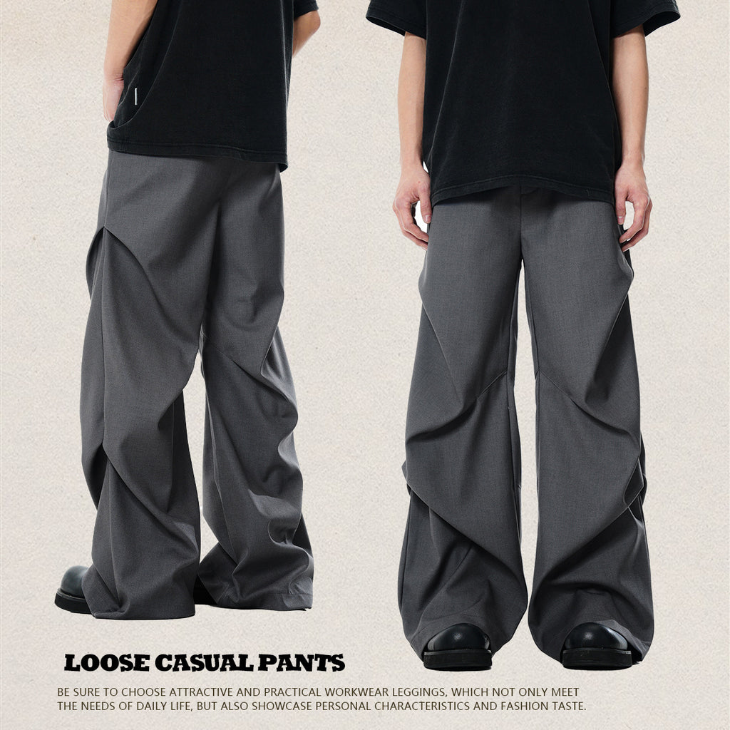 Gray Dress Pants for Men and Women with Pleats Simple Clean Fit