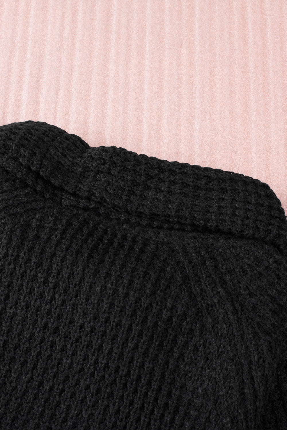 Khaki Buttoned Wrap Turtleneck Sweater
