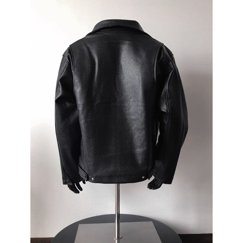 PU leather black leather jacket for men and women