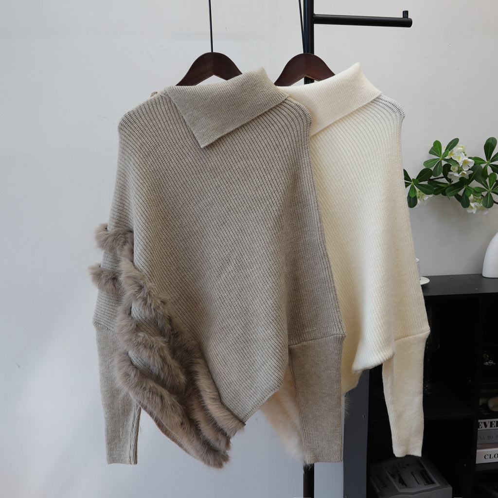 Irregular turtleneck sweater