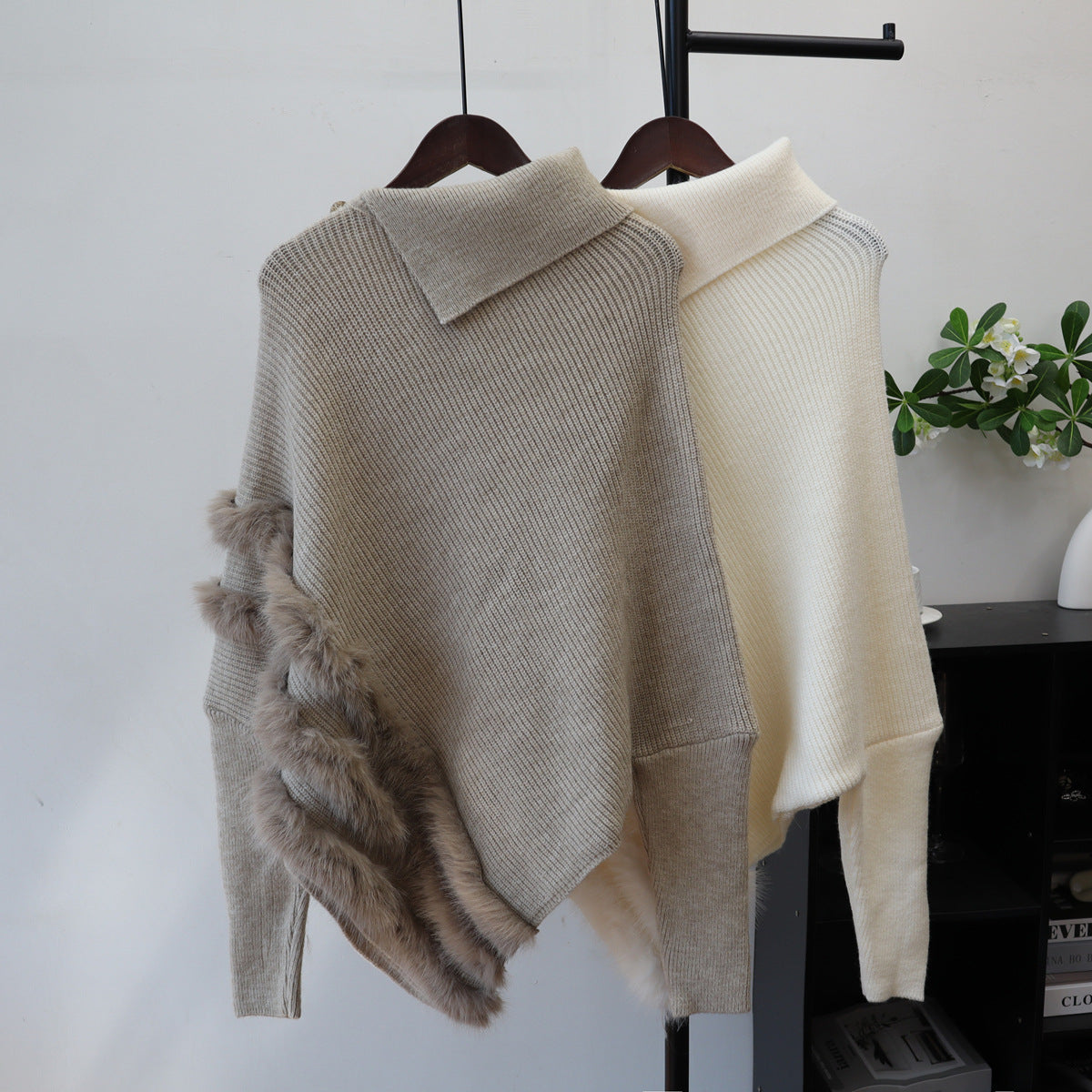 Irregular turtleneck sweater