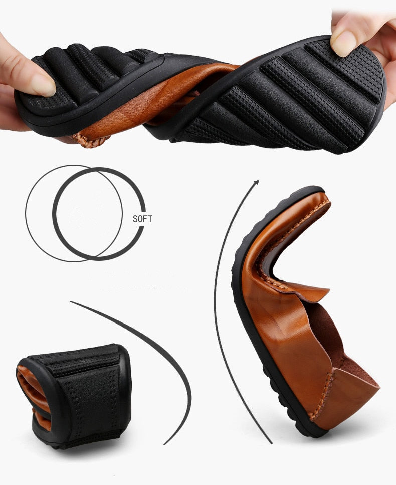 Men Designer Man Casual Shoes Brand Genuine Split Leather Shoes Italy Men Sneakers Non-slip Loafers Flats Driving Men Shoes