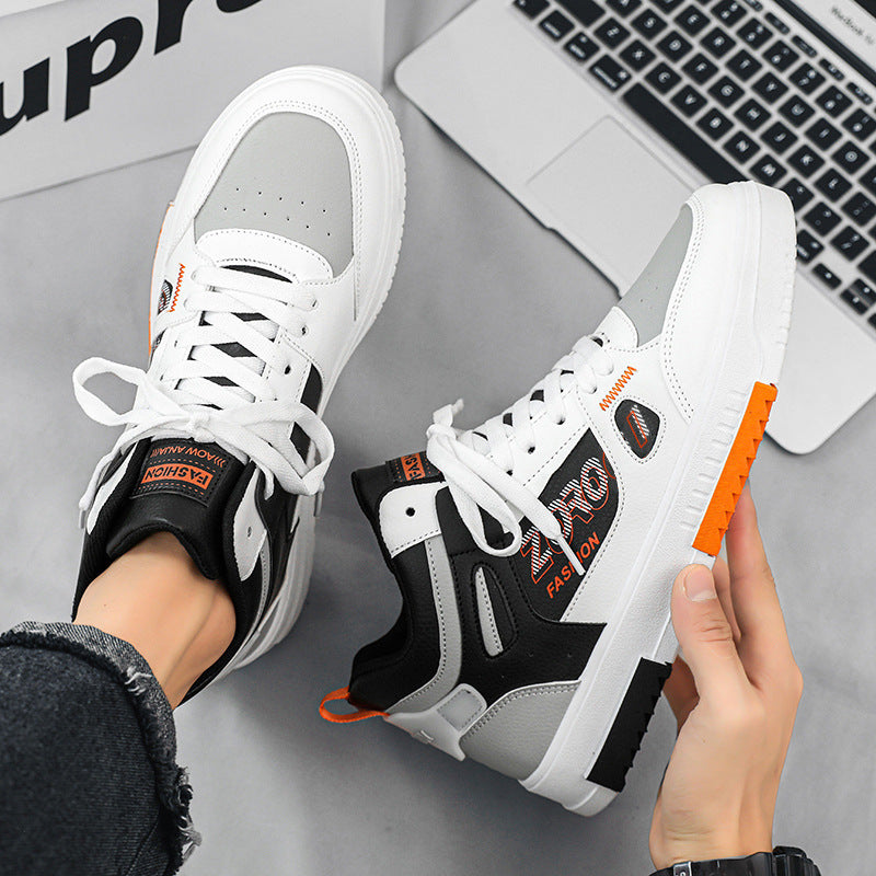 Shoes for men, trendy shoes for high school students, casual board shoes for men, versatile shoes for men, mid top sports, white shoes