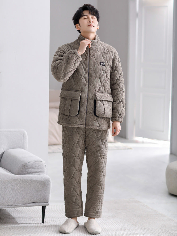 Thick outer collar home clothes, pajamas for men
