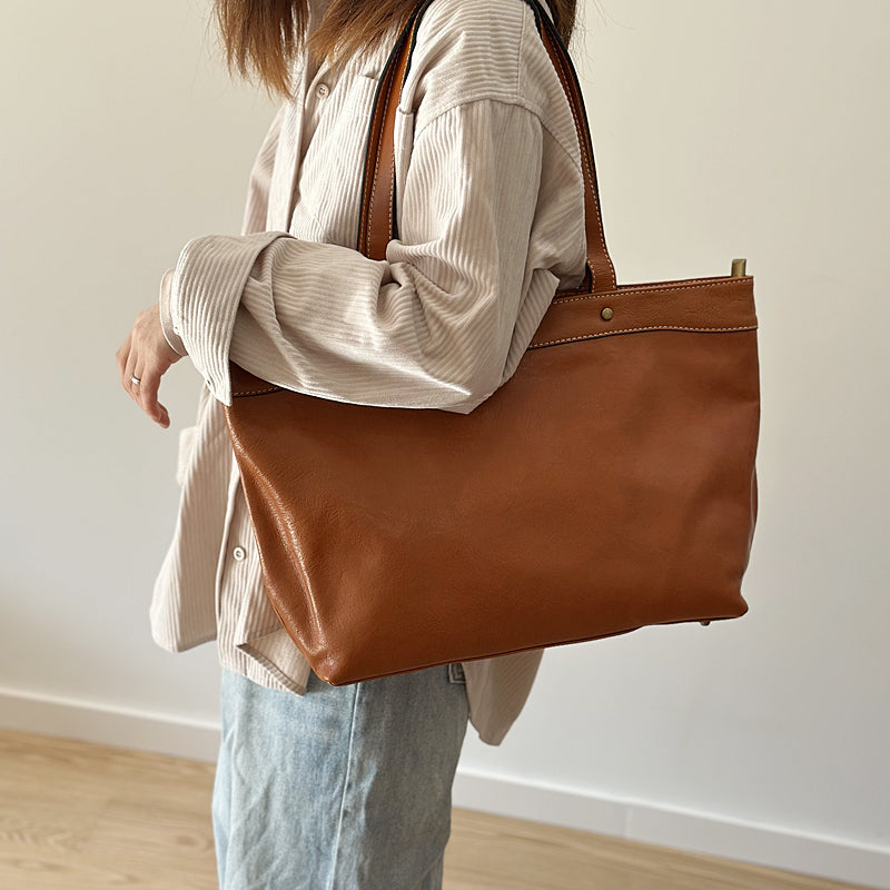 Leather Tote Bag for Women, Extra Large Leather Tote Bags for Work, Women's Full Grain Leather Tote