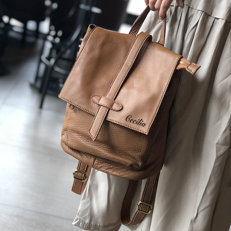 Genuine Leather Backpack Purse for Women, Leather Backpack for School, Full Grain Leather Handmade Bag