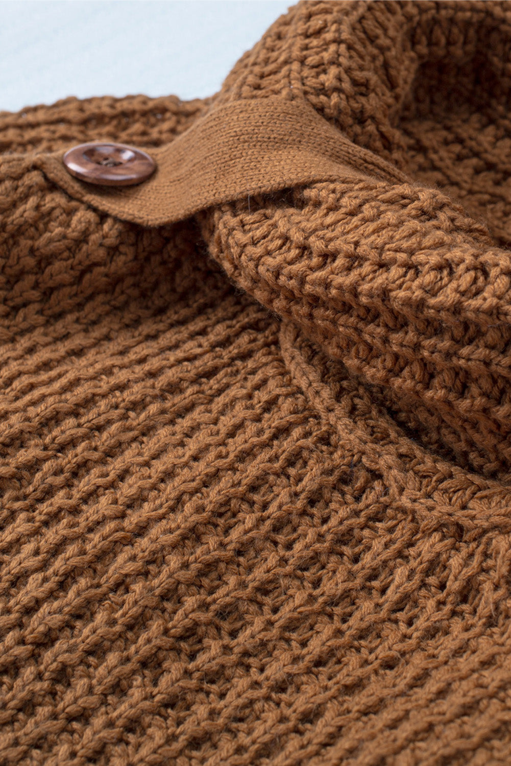 Khaki Buttoned Wrap Turtleneck Sweater
