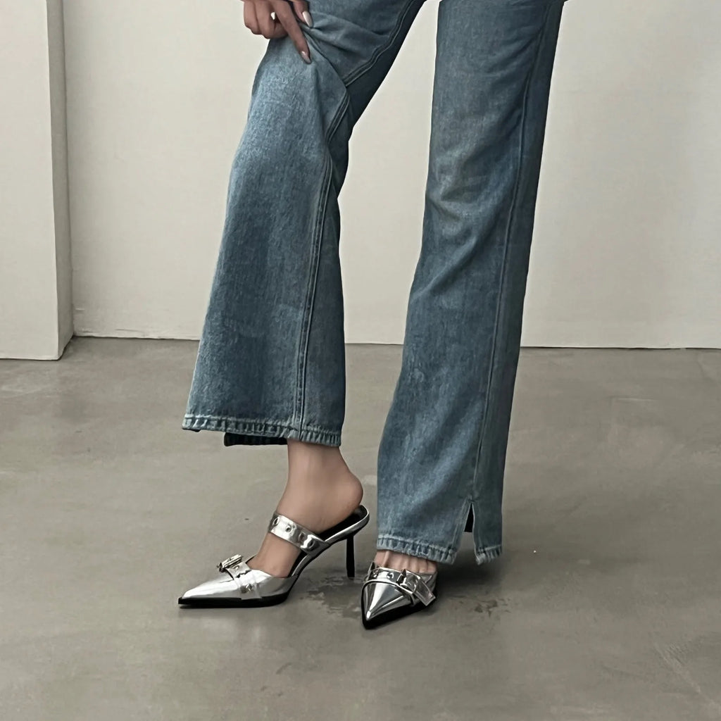 Summer New Women Heels Slippers High Heels Replica Pumps Lady Luxury Designer Middle Low Heels Party Slip on Sandals