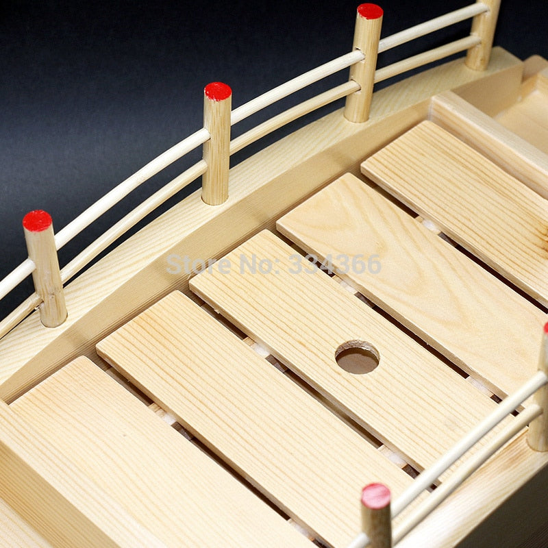 Japanese Wooden Sushi Bridge Seafood Container Wooden Dishes Fresh Seafood of Sushi shop-in Sushi Tools
