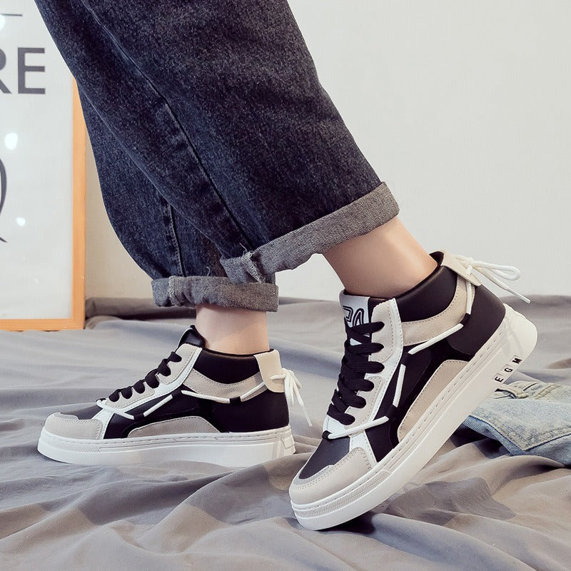 New high top comfortable trendy shoes for men, versatile casual sports board shoes, white cloth shoes, leather shoes
