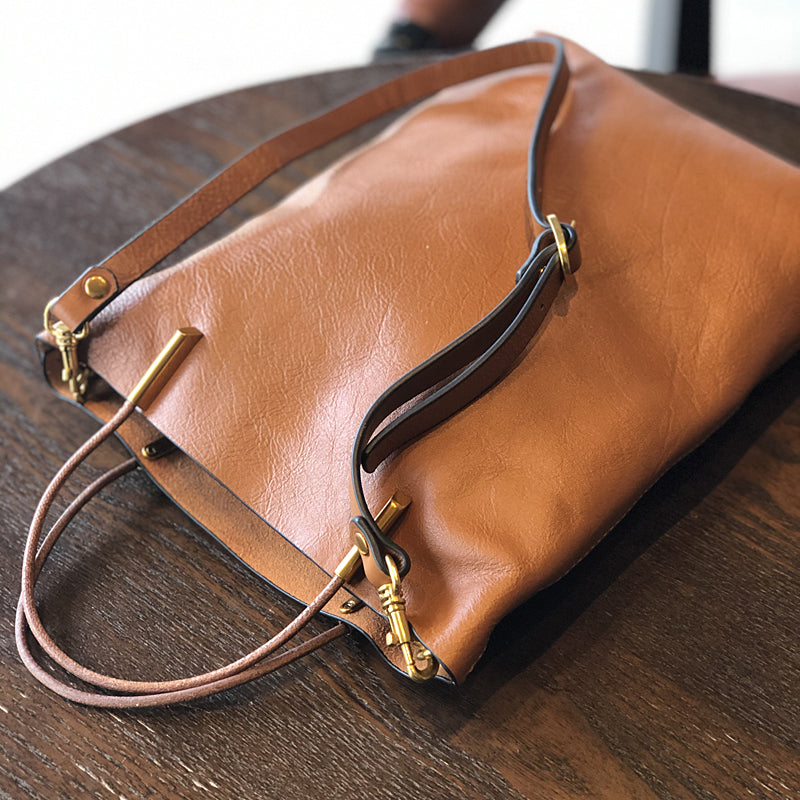 Leather Crossbody Bag for Women, Retro Leather Handbag with Removable Strap, Full Grain Leather Satchel Bag