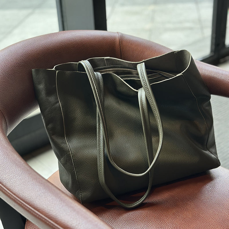 Genuine Leather Large Tote Bags for Women, Full Grain Leather Shoulder Bags for Work