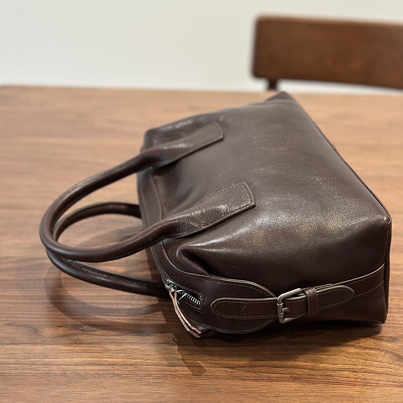 Full Grain Leather Women Boston Bag, Leather Top Handle Bag, Women's Leather City Bag