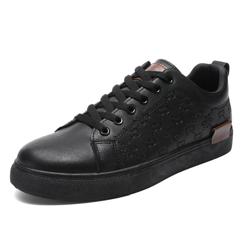 New round headed youth trendy black casual shoes for men