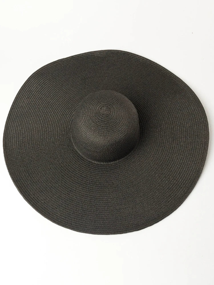 Foldable Solid Casual Sun Hats Women Personality Fashion Extra Large The Brim of A Hat Summer New Arrival