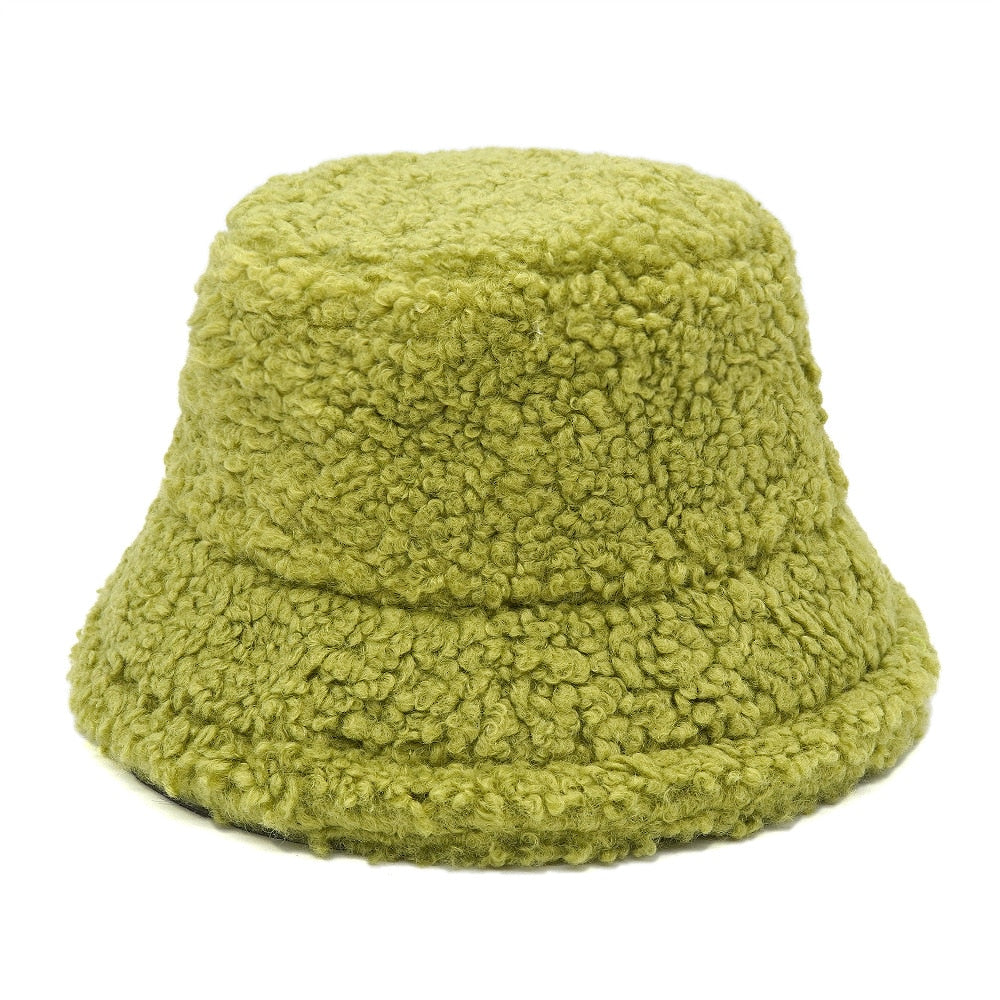 Autumn Winter Camouflage Faux Fur Bucket Hats Women Girl Fashion Warm Soft Velvet Fluffy Fisherman Hat Ladies Outdoor Panama