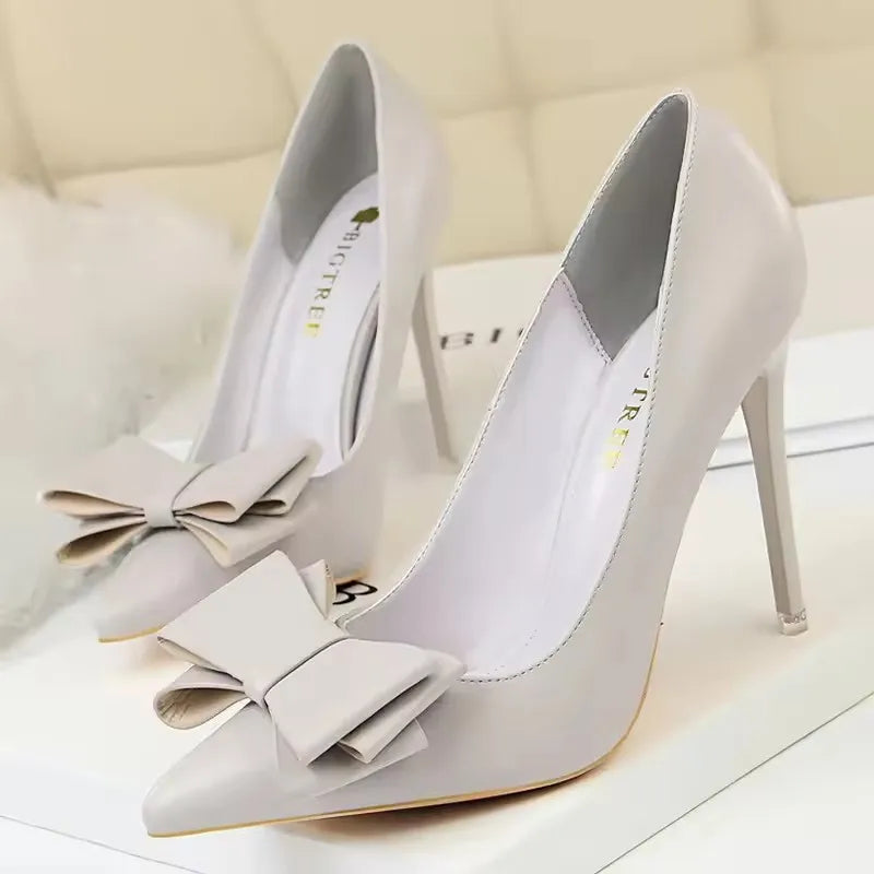 BIGTREE Shoes Bow-Knot Pumps Women High Heels 2026 Fashion Women Heels Lady Stiletto Shoes Wedding Shoes Classic Pumps Footwear