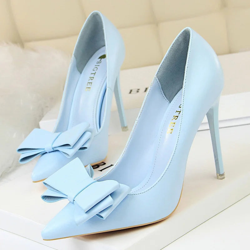 BIGTREE Shoes Bow-Knot Pumps Women High Heels 2026 Fashion Women Heels Lady Stiletto Shoes Wedding Shoes Classic Pumps Footwear