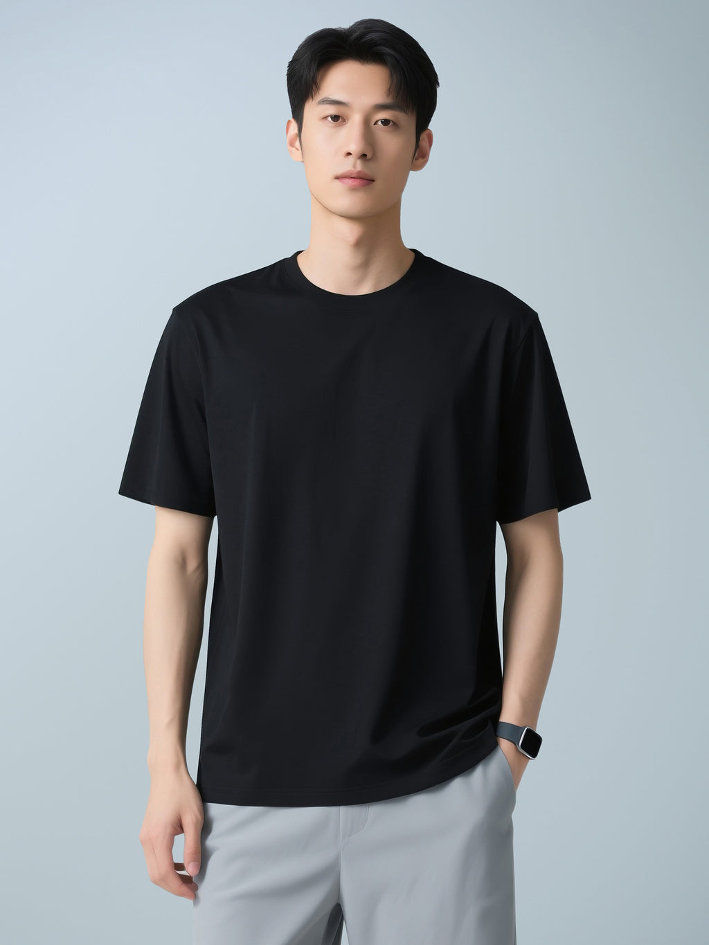 Men's Casual Solid Color Short Sleeve Crew Neck T-Shirt