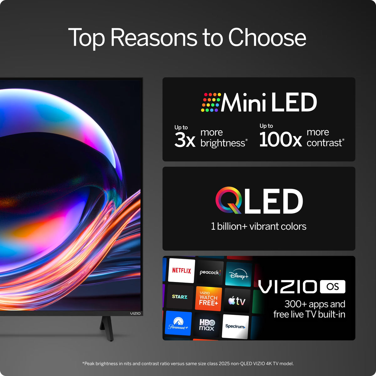 43 in Mini LED Quantum 4K QLED HDR Smart TV, 2026 Model, VQM43C-10