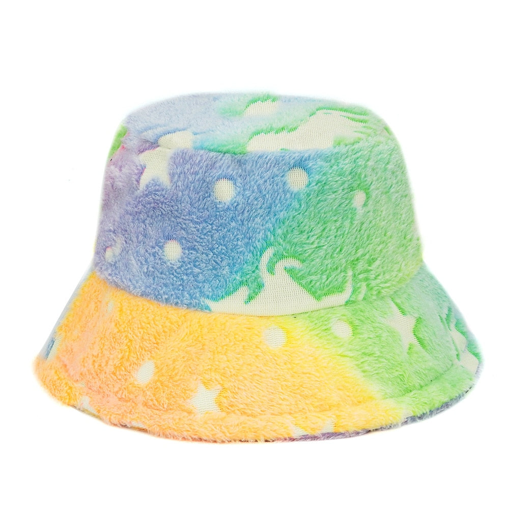Autumn Winter Camouflage Faux Fur Bucket Hats Women Girl Fashion Warm Soft Velvet Fluffy Fisherman Hat Ladies Outdoor Panama