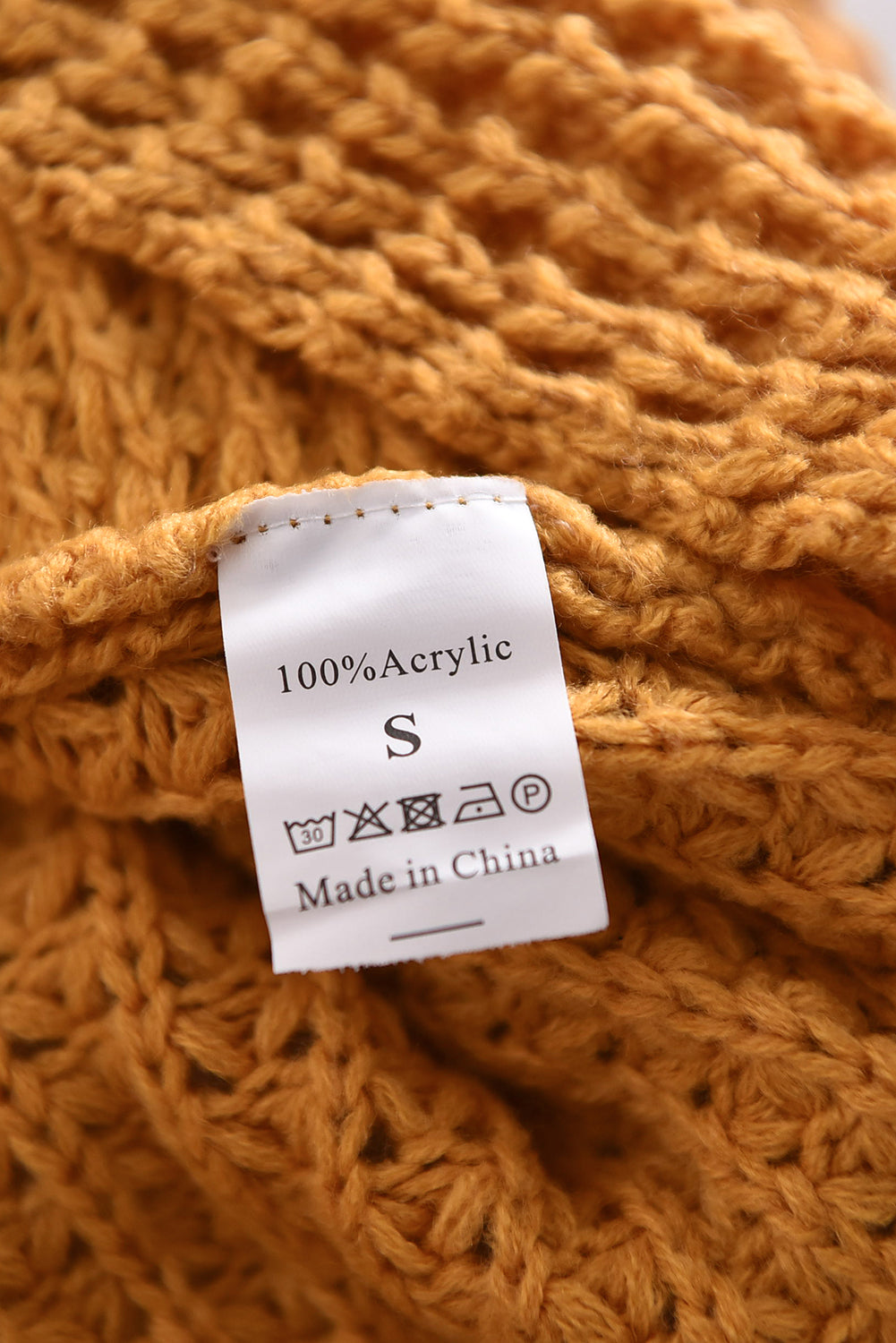 Khaki Buttoned Wrap Turtleneck Sweater