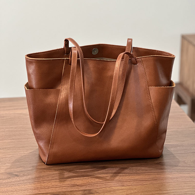 Full Grain Leather Tote Bag, Large Capacity Shoulder Bag for Women, Everyday Leather Tote Bag