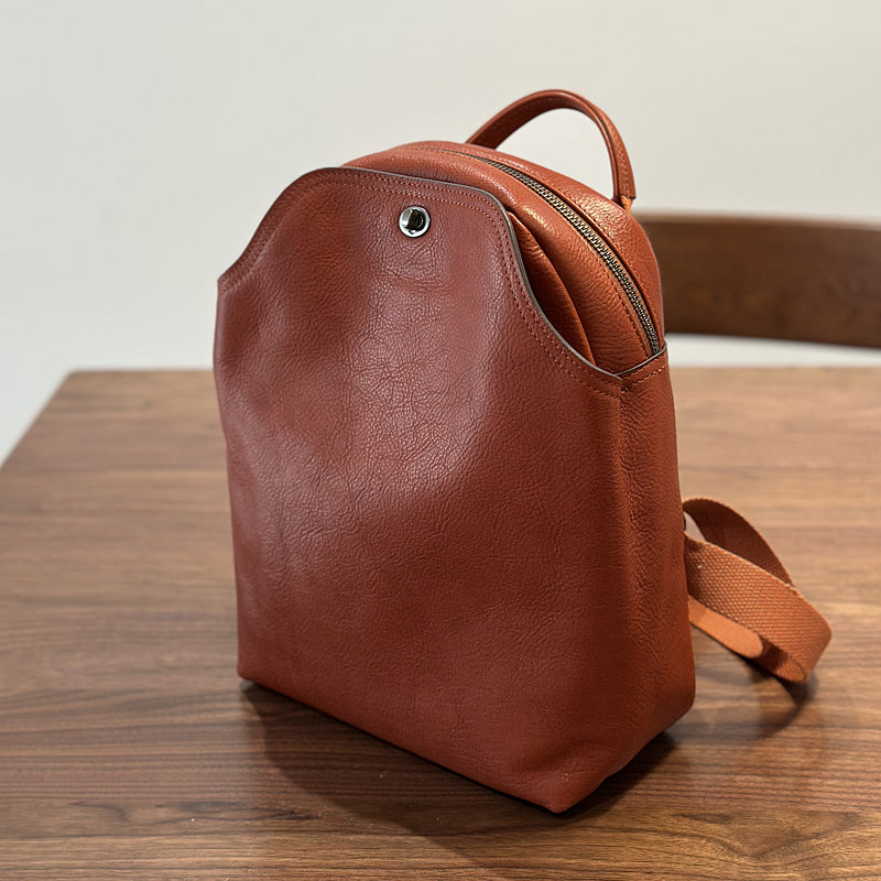 Full Grain Leather Women Backpack, Genuine Leather Mini Backpack, Best Leather Women's Backpack for School