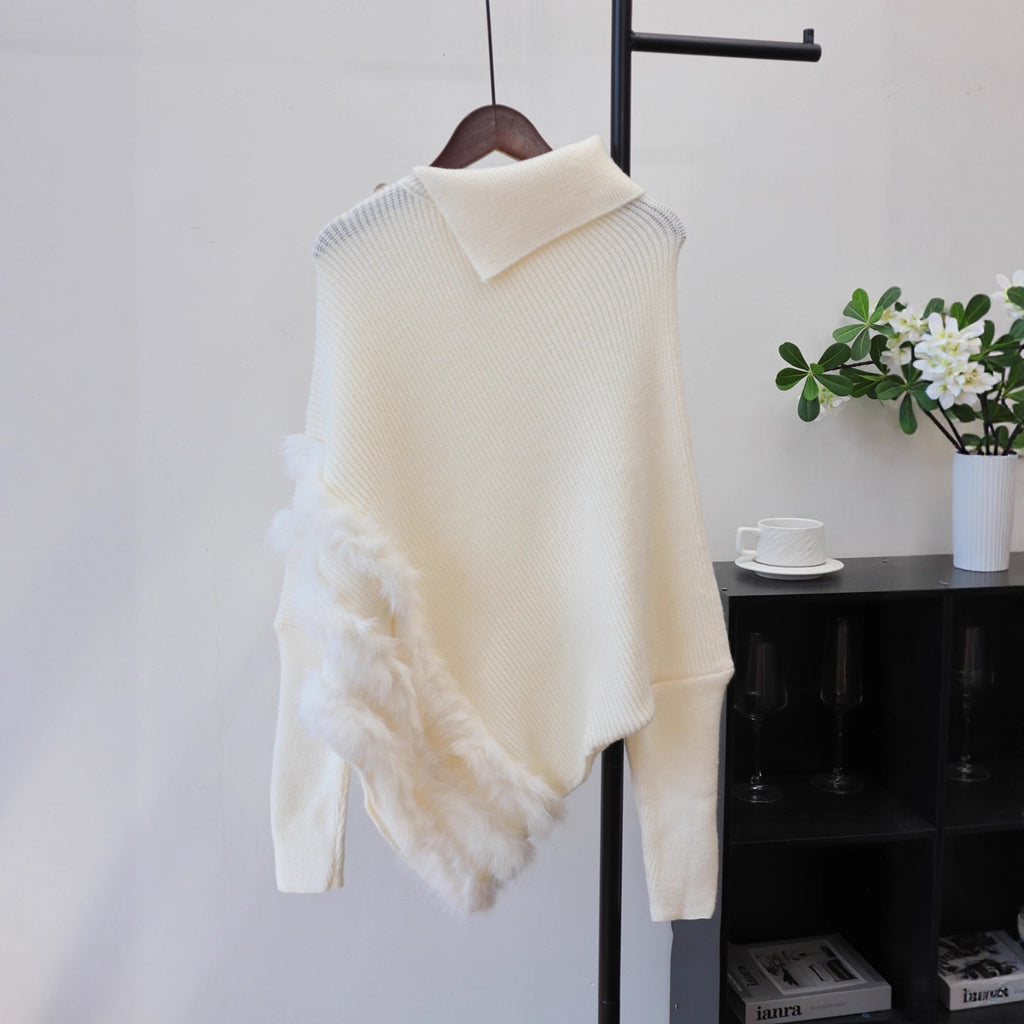 Irregular turtleneck sweater