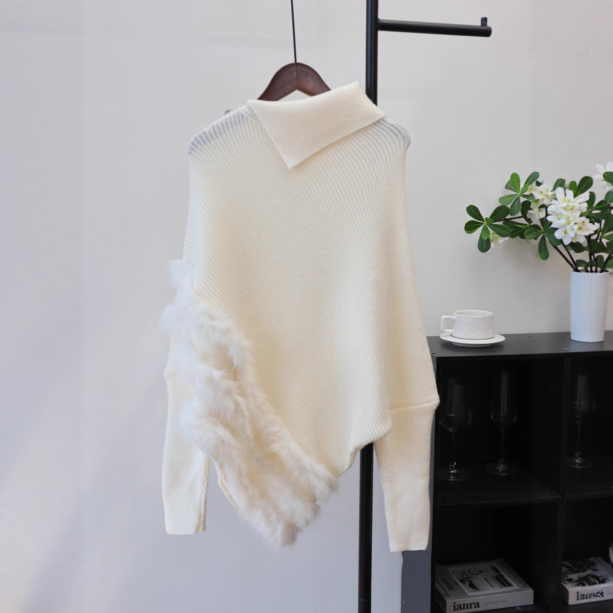 Irregular turtleneck sweater