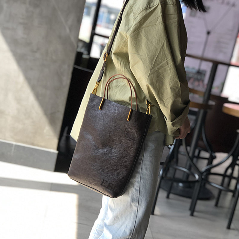 Leather Crossbody Bag for Women, Retro Leather Handbag with Removable Strap, Full Grain Leather Satchel Bag