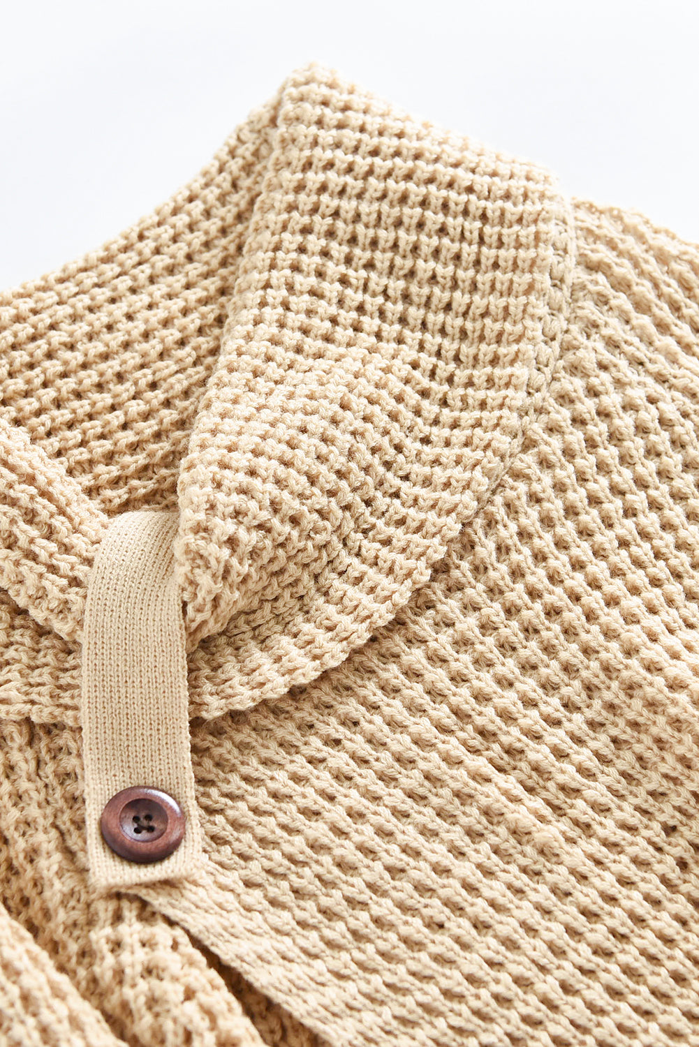 Khaki Buttoned Wrap Turtleneck Sweater