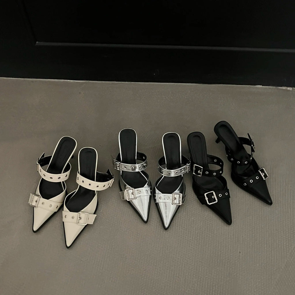 Summer New Women Heels Slippers High Heels Replica Pumps Lady Luxury Designer Middle Low Heels Party Slip on Sandals